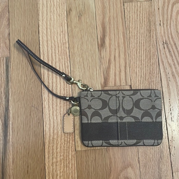 Coach Handbags - Classic Brown Canvas Coach Wristlet